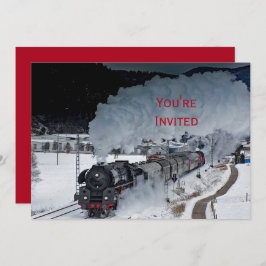Train Steam Locomotive Snow Foto Weihnachten Einladung