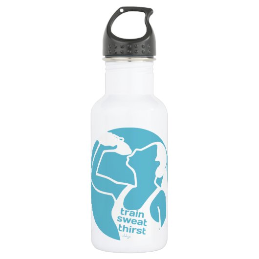 TRAIN SWEAT DRITTEL (F) blau Edelstahlflasche (Vorderseite)
