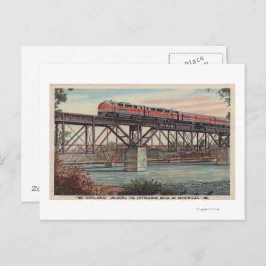 Train-The Tippecanoe / Crossing Tippecanoe River Postkarte (Vorne/Hinten)