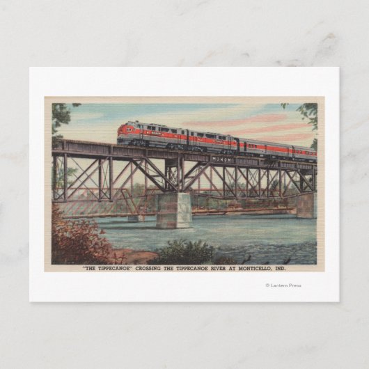 Train-The Tippecanoe / Crossing Tippecanoe River Postkarte (Vorderseite)