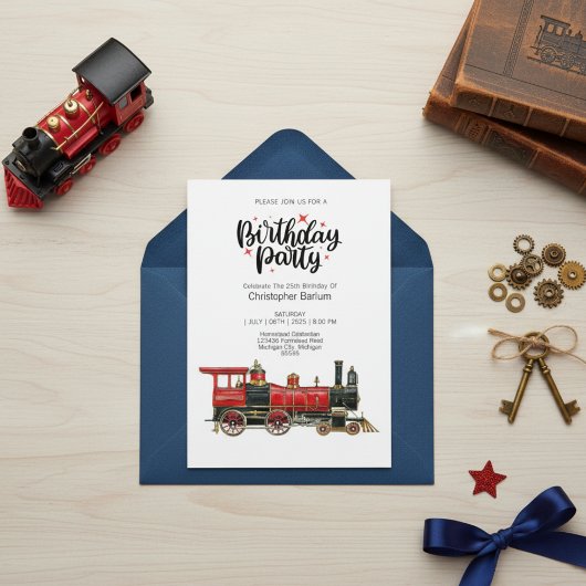 Train Themed Bitte schließen Sie sich der Geburtst Einladung