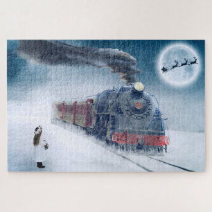 Train Themed Christmas Jigsaw Puzzle mit Santa