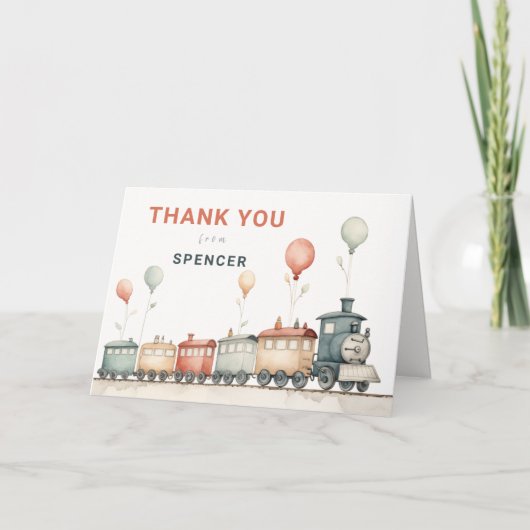 Train-Themed Folded Birthday Danke Karte (Vorderseite)