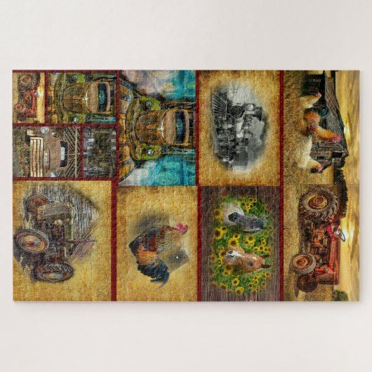 Train Tractor Trucks Horses Rooster Hens Puzzle (Horizontal)