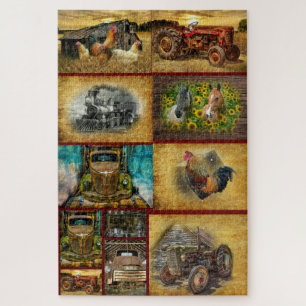 Train Tractor Trucks Horses Rooster Hens Puzzle
