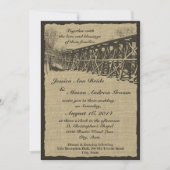Train Trestle Rustic Wedding Einladung (Vorderseite)