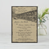 Train Trestle Rustic Wedding Einladung (Stehend Vorderseite)
