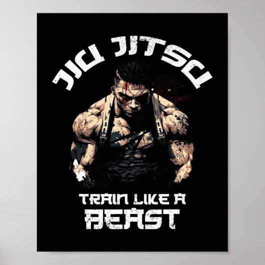 Train wie ein Beast Jiu Jitsu BJJ Grappling MIXED Poster (Vorne)