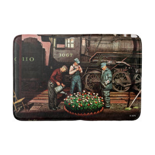 Train Yard Flower Garden von Stevan Dohanos Badematte