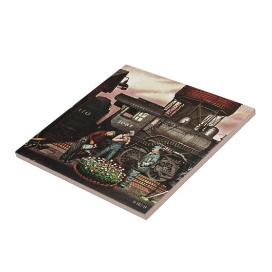 Train Yard Flower Garden von Stevan Dohanos Fliese (Seite)