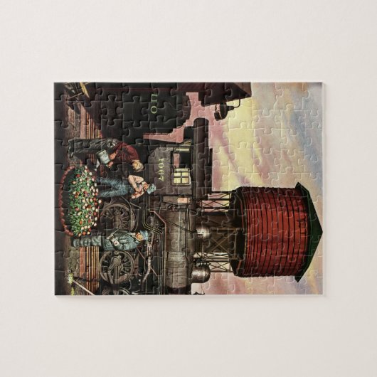 Train Yard Flower Garden von Stevan Dohanos Puzzle (Horizontal)