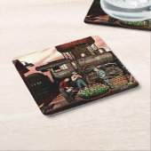 Train Yard Flower Garden von Stevan Dohanos Rechteckiger Pappuntersetzer (angewinkelt)