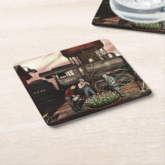 Train Yard Flower Garden von Stevan Dohanos Rechteckiger Pappuntersetzer (angewinkelt)