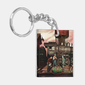 Train Yard Flower Garden von Stevan Dohanos Schlüsselanhänger (Vorderseite links)