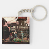 Train Yard Flower Garden von Stevan Dohanos Schlüsselanhänger (Rückseite)