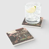 Train Yard Flower Garden von Stevan Dohanos Steinuntersetzer (Seitenansicht)