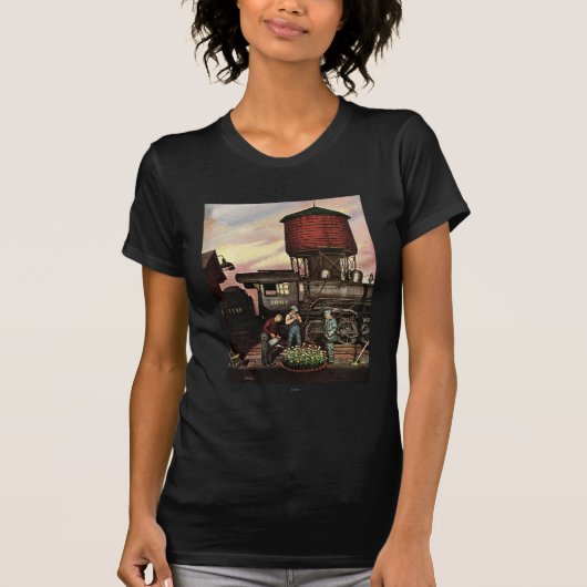 Train Yard Flower Garden von Stevan Dohanos T-Shirt (Vorderseite)