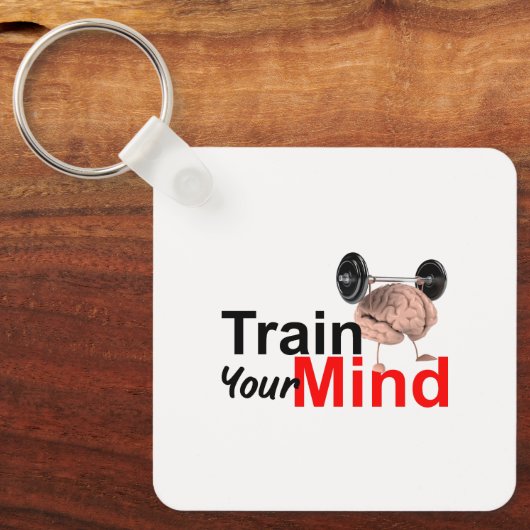 Train Your Mind Motivational Brain Workout Design Schlüsselanhänger (Vorderseite)
