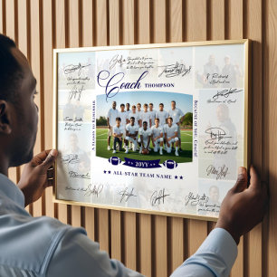 Trainer-Dank-Collage Fußballmannschaft Unterschrif Poster