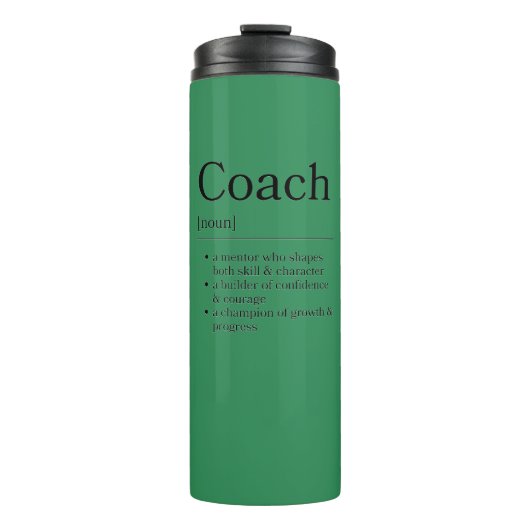 Trainer-Definitions-Dankeschön-Geschenk Grün Sport Thermosbecher (Vorderseite)