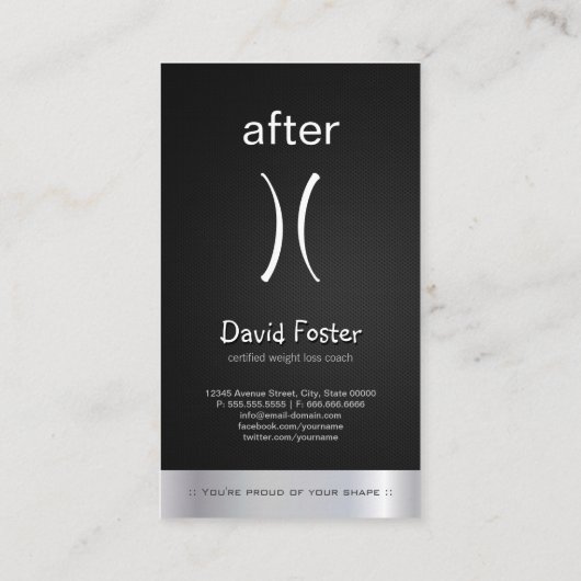 Trainer für den Body Vor- und Nachgewichtsverlust Visitenkarte (Rückseite)