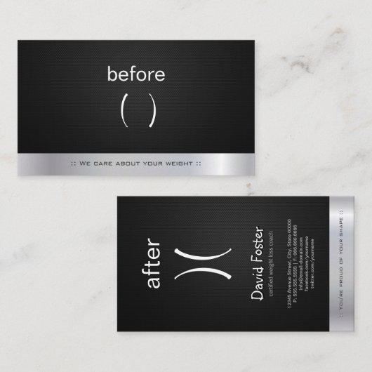 Trainer für den Body Vor- und Nachgewichtsverlust Visitenkarte (Vorne/Hinten)
