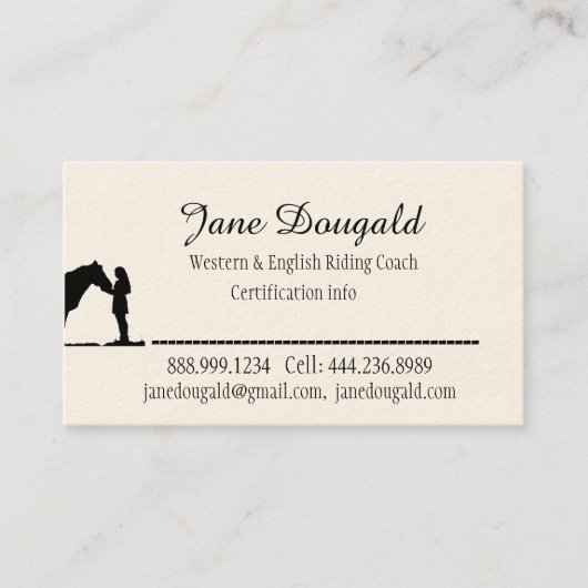 Trainer für Pferdereiten Visitenkarte (Vorderseite)
