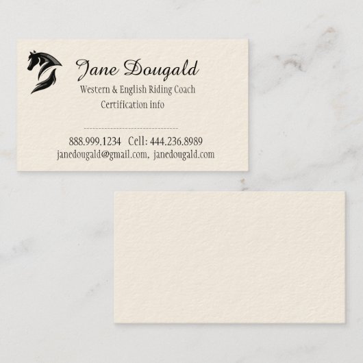 Trainer für Pferdereiten Visitenkarte (Vorne/Hinten)