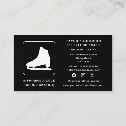 Trainer für Social Media Ice Skaten Visitenkarte (Vorderseite)