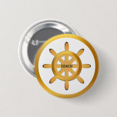 Trainer goldenes Schiffsrad auf Weiß Button (Vorne & Hinten)