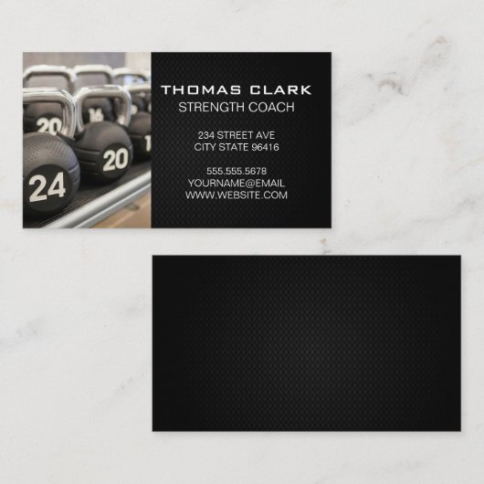 Trainer | Kettle Bell Weights Business Card Visitenkarte (Vorne/Hinten)