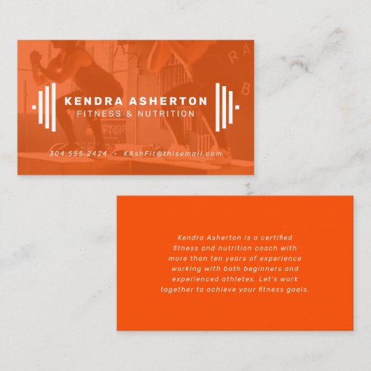 Trainer moderne orange Visitenkarte mit Foto (Vorne/Hinten)