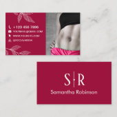 Trainer Monogram & Foto Beruflich Red Violet Visitenkarte (Vorne/Hinten)