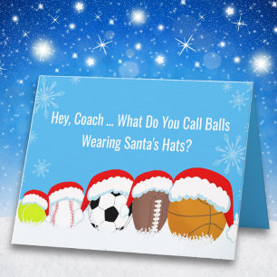 Trainer Weihnachts-Sportbälle in Santas Hut Rätsel Karte
