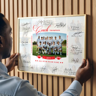 Trainer-Würdigung-Collage-Fußballteam-Unterschrift Poster