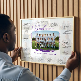 Trainer-Würdigungs-Collage Football-Team-Unterschr Poster