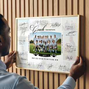Trainer-Würdigungs-Collage Football-Team-Unterschr Poster