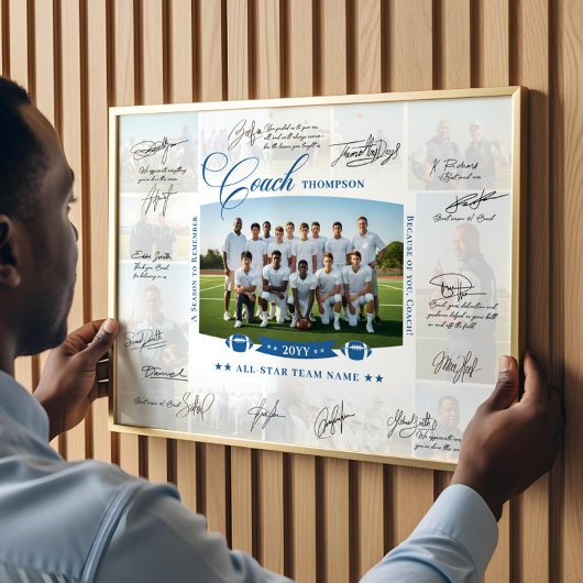Trainer-Würdigungs-Collage-Fußballteam-Unterschrif Poster