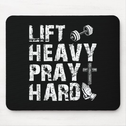 Trainiere hart, bete hart, Christliches Geschenk f Mousepad (Vorne)