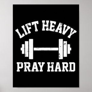 Trainiere hart bete hart Christliches Workout-Gym  Poster