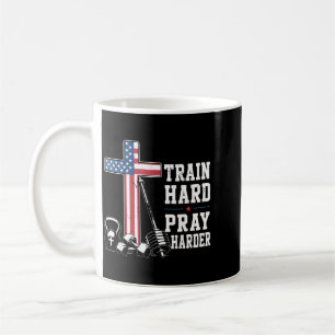 Trainiere hart, bete härter Christliches Workout P Kaffeetasse
