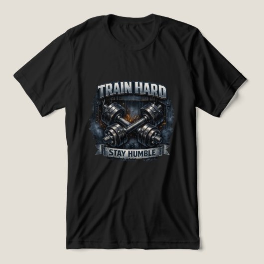 Trainiere Hart Bleib Bescheiden Tri-Blend Shirt (Design Vorderseite)