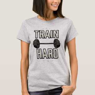 Trainiere Hart Vintage-Gewichtheben-Gym-Motivation T-Shirt