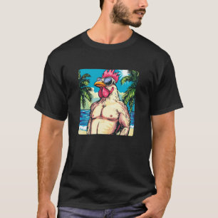 Trainiertes Huhn am Strand mit Sonnenbrille Kostüm T-Shirt