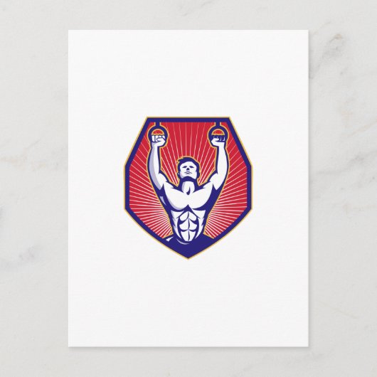 Training Athlete Rings Retro Postkarte (Vorderseite)