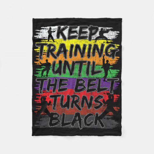Training behalten, bis der Gürtel zum Black Karate Fleecedecke (Vorderseite)