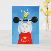 Training Cat & Mouse Funny Grußkarte Karte (Gelbe Blume)