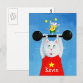 Training Chat & Mouse Funny Post Card Postkarte (Vorne/Hinten)