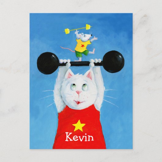 Training Chat & Mouse Funny Post Card Postkarte (Vorderseite)