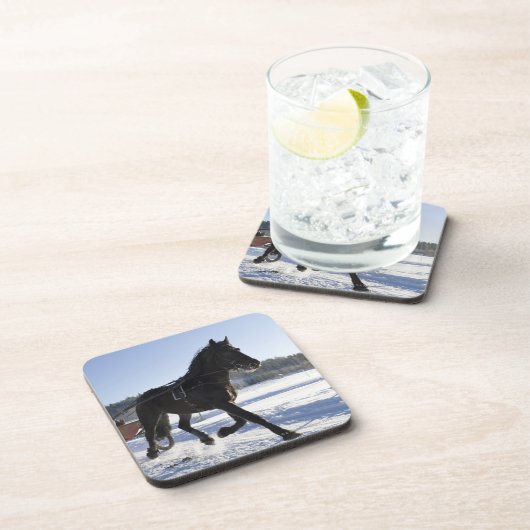 Training der Pferde in einer winterlichen Untersetzer (Rechte Seite)